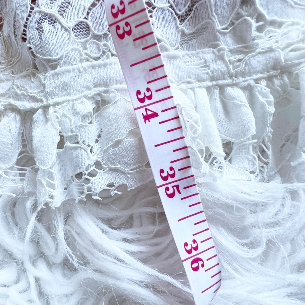 Space 46 The Penny Ruffle High Neck Lace Dress White and Nude Sz M - Picture 10 of 11